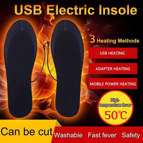 USB électrique chauffé chaussure semelle hiver chaud femmes coussin de pied lavable thermique hommes tapis de démarrage unisexe chauffage chaussures semelles WJ085 ► Photo 1/6