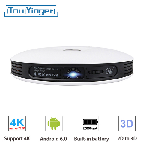 TouYinger G4 Android DLP 2D à 3D projecteur wifi pour téléphone Full HD 4K vidéo données spectacle Bluetooth HDMI Portable cinéma maison Beamer ► Photo 1/6