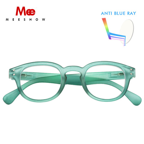 MEESHOW – lunettes de lecture Anti-rayons bleus, pour hommes et femmes, presbytie ronde verte avec dioptrie française, 1513 + 1.5 + 2.0 + 2.5 ► Photo 1/6