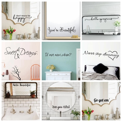 Style nordique Phrase citations vinyle autocollant mural italien Phrase autocollants pour la décoration de la maison chambre décor miroir autocollants ► Photo 1/5