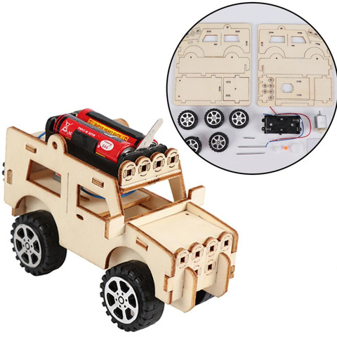 Expériences scientifiques, Kit de construction de voiture électrique en bois, jouets éducatifs pour enfants, modèle d'apprentissage ► Photo 1/6