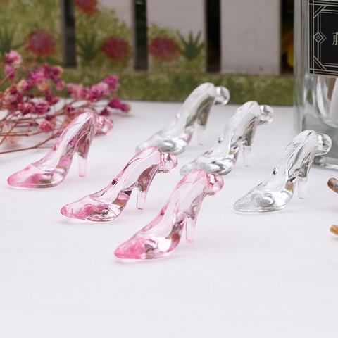 24 pièces en plastique Mini verre pantoufle 3D chaussures à talons hauts forme fête bricolage décorations gâteau décoration outils bricolage rose clair ► Photo 1/6