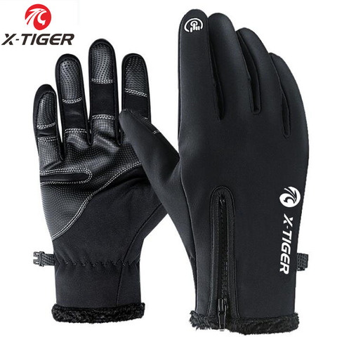 X-tiger-gants d'hiver pour faire du vélo et du ski en molleton chaud et coupe-vent, gants de moto et de Sport pour hommes et femmes ► Photo 1/6