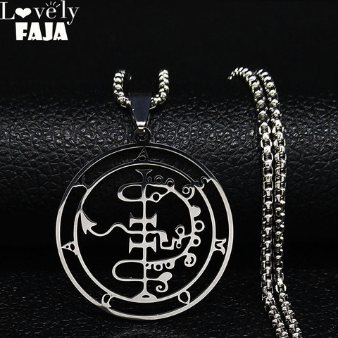 2022 mode sigeau Sigil De Lucifer acier inoxydable Satan collier Asmoday Lazer clé Baphomet timbre collier bijoux N3042S03 ► Photo 1/6