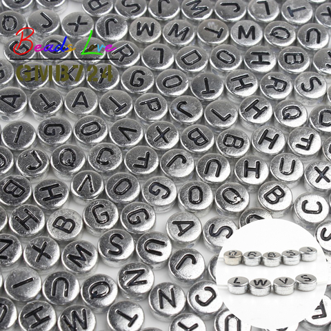 Mélange de perles de couleur argent, perles acryliques, rondes, 4*7mm, pour couture, pour la fabrication de Bracelets et de bijoux, bricolage, 100 pièces ► Photo 1/6