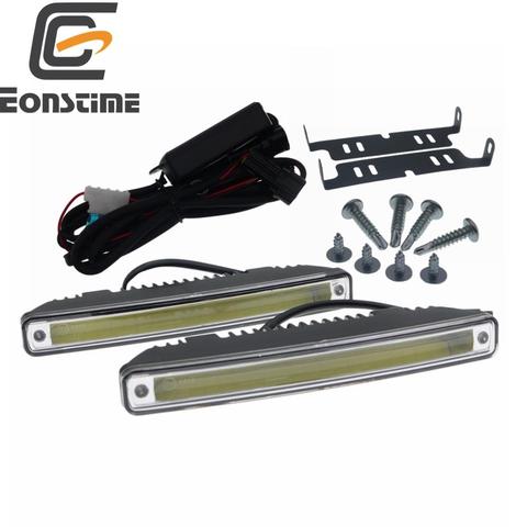 Eonstime 18 CM 2 pièces 8 W COB led lumière de jour lumière du jour led voiture étanche DRL Auto feu de route lumière externe 12 V/24 V E4 ► Photo 1/6