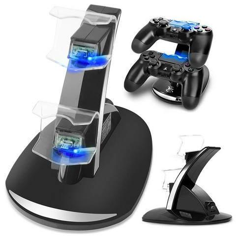 Station de charge LED double USB pour manettes, support de chargement pour Sony Playstation 4, PS4/Pro /PS4 Slim ► Photo 1/6