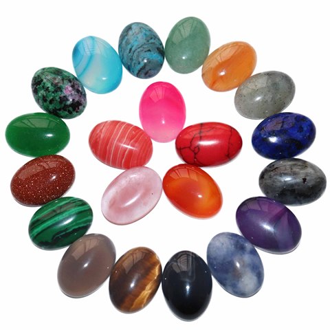 10 pièces/lot pierre naturelle ovale Cabochon Agates Turquoises Lapis Lazuli pour breloque bricolage anneau boucle d'oreille collier fabrication de bijoux trouver ► Photo 1/6