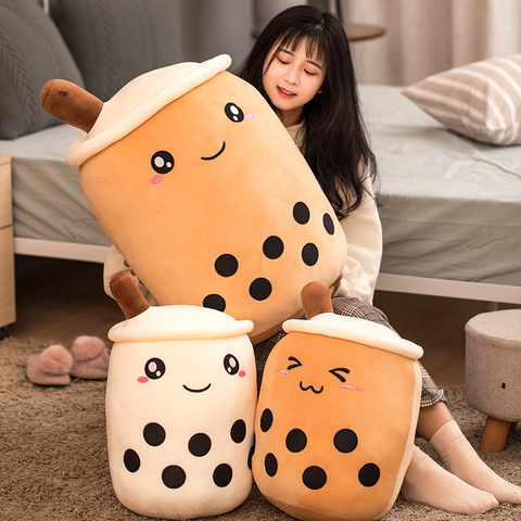 Oreiller en peluche thé au lait, joli coussin en peluche Boba de dessin animé amusant, jouets pour enfants, cadeau d'anniversaire saint valentin ► Photo 1/6