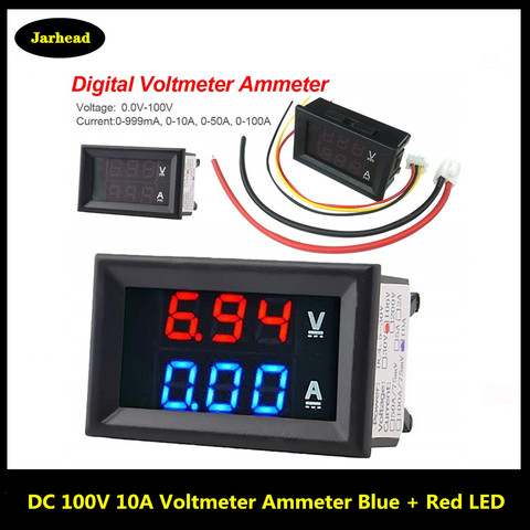 Mini voltmètre numérique, 100V, 10a, panneau d'amplificateur, tension, testeur de courant, détecteur, 0.56 pouces, double affichage LED, pour voiture ► Photo 1/6
