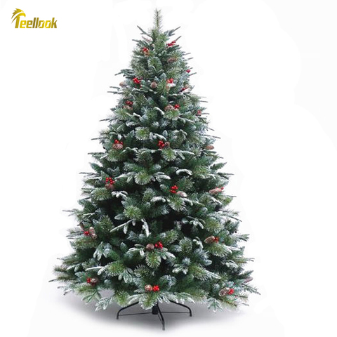 Teellook – aiguille de pin en PE et PVC, 1.2m/3.0m, arbre de noël mixte avec baies, nouvel an, centre commercial, décoration d'hôtel ► Photo 1/5