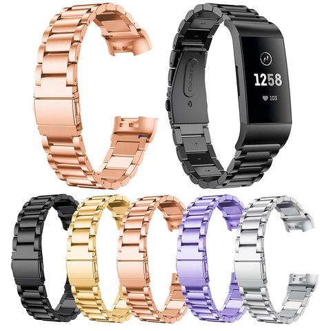 Essidi – Bracelet connecté en acier inoxydable, pour Fitbit Charge 3 4, boucle de remplacement, métal ► Photo 1/6