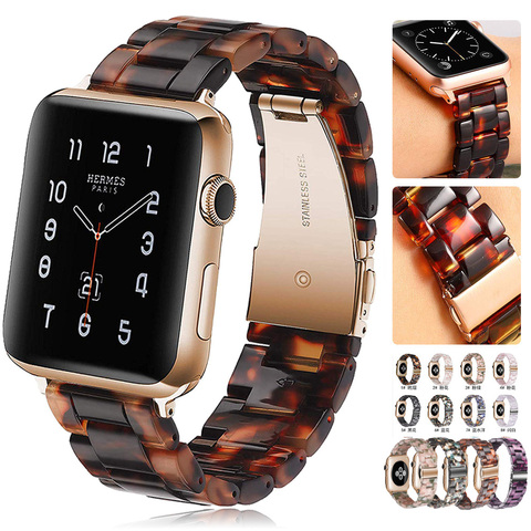 Bracelet en résine pour montre Apple Watch, transparent, pour Apple Watch 6 5 4 3 2 44mm 40mm, iWatch série 6 5 4 3 38 42 ► Photo 1/6