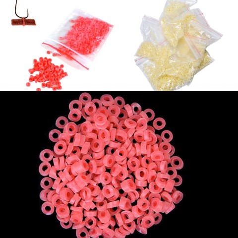 Accessoires de pêche granulateur d'appâts rouge/jaune pour pêche, environ 2500 pièces/10 sachets, bande de caoutchouc pour pêche ► Photo 1/6