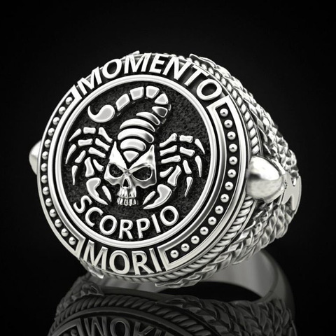 Bague cadeau de mariage ou de fiançailles pour hommes, bijoux géométriques, style punk rétro, scorpion, crâne, poison, S925 ► Photo 1/5