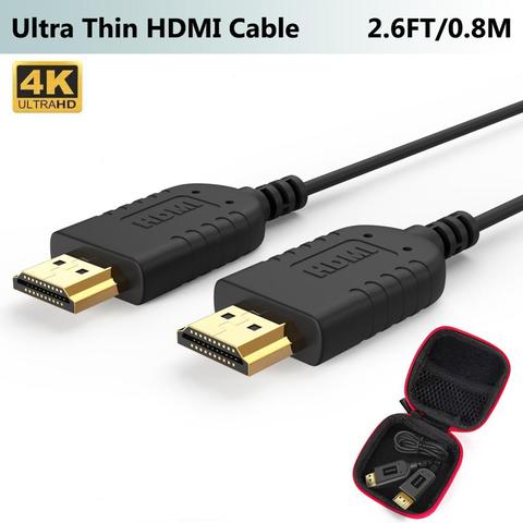 FOINNEX câble HDMI Ultra mince 2.6 pi, 4K cordon HDMI 2.0 Super mince Super Flexible, câbles HDMI extrêmement minces au monde pour Gimba ► Photo 1/6