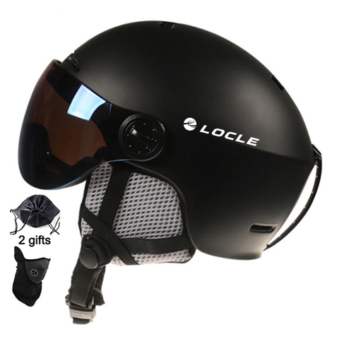 LOCLE – casque de Ski avec lunettes, moulé, PC + EPS certificat CE, pour le Ski d'hiver, le Ski de plein air, le Snowboard, le Skate, la neige ► Photo 1/6