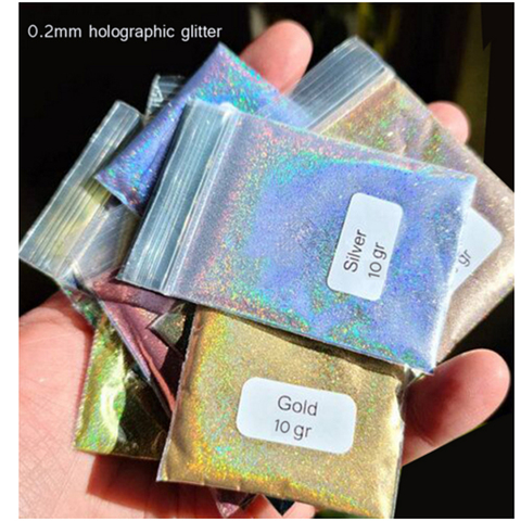 Poudre de paillettes holographiques Ultra-Fine, 10g, 0.2(1/128), poussière holographique hexagonale pour la décoration des ongles ► Photo 1/3