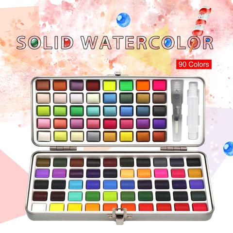 SeamiArt 72/90 Couleur Aquarelle Solide Ensemble De Base Neone Paillettes Aquarelle Peinture Dessin Art Peinture Fournitures ► Photo 1/6