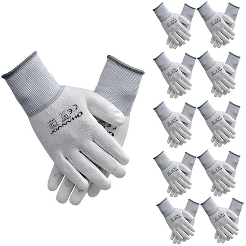 10 paires gants de sécurité avec revêtement de sécurité en nitrile PU, paume renforcée, gants de travail pour mécaniciens certifiés CE EN388 ► Photo 1/6