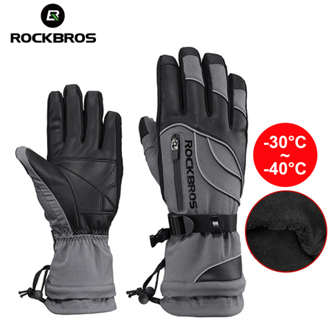 ROCKBROS hiver-gants de cyclisme 40 degrés polaire imperméable garder au chaud gant gants écran tactile pour vélo Moto ski randonnée ► Photo 1/6