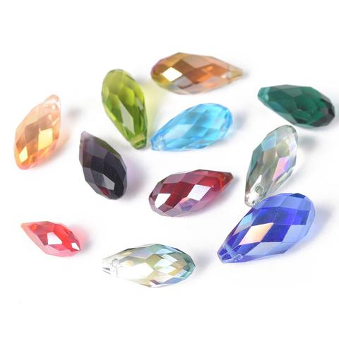 AB couleurs larme à facettes cristal verre 12x6mm 16x8mm 20x10mm haut percé pendentif gouttes perles en vrac pour la fabrication de bijoux bricolage ► Photo 1/5