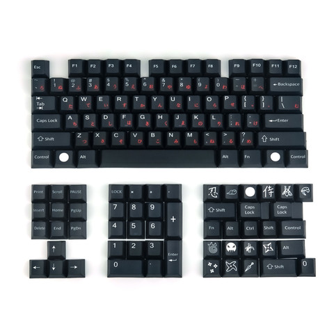 Capuchons de touches pour clavier mécanique 98%, profil Cherry, 5 couleurs de visage, en PBT, japonais, Black Warrior, Cherry MX Gateron Kailh ► Photo 1/6