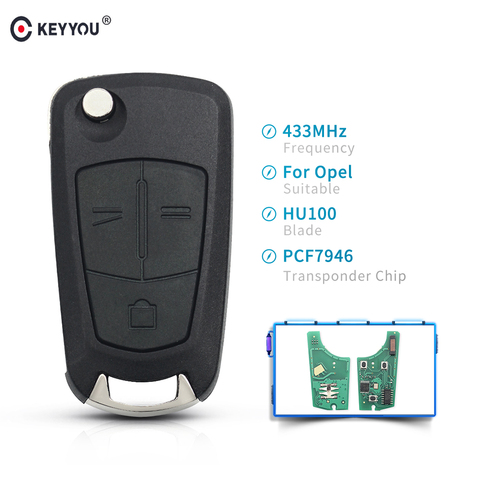 KEYYOU – clé télécommande à 3 boutons, 433MHz, avec puce PCF7946, pour voiture Vauxhall et Opel Vectra C Signum ► Photo 1/6