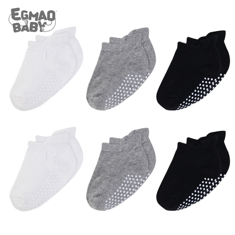 6 paires/lot chaussettes bébé 100% coton bio bébé cheville chaussettes avec semelles antidérapantes unisexe anti-dérapant bébé chaussette pour filles et garçons ► Photo 1/6