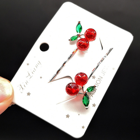 Barrette à cheveux cerise en cristal, 1 pièce, pince à cheveux, jolies épingles à cheveux, accessoires de coiffure pour femmes et filles ► Photo 1/5