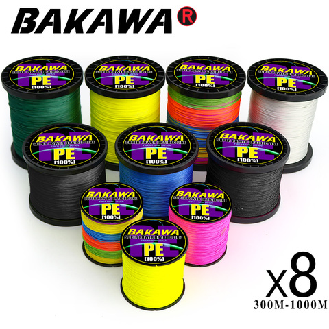 BAKAWA-ligne de pêche tressée PE 8 brins, cordon multifilament, 300M, 500M et 1000M, 22-120lb ► Photo 1/6
