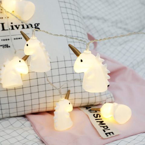 Guirlande 3D de licorne, LED, guirlande lumineuse, décoration d'intérieur, pour chambre de mariage, nouvel an, à piles, fête de noël à réaliser soi-même ► Photo 1/6