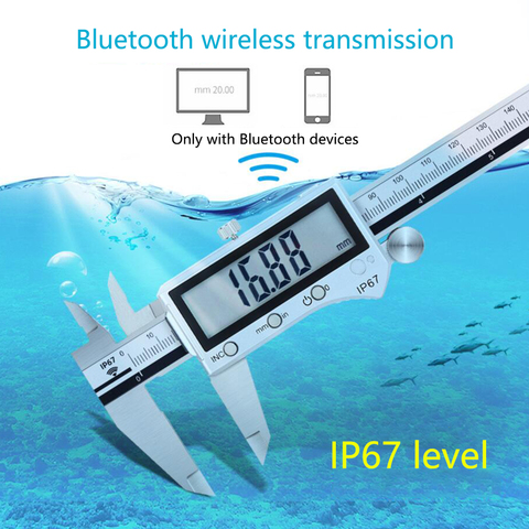 Vernier étrier de Transmission sans fil Bluetooth, affichage numérique électronique 0-150/200/300mm, acier inoxydable IP67, outils étanches ► Photo 1/6