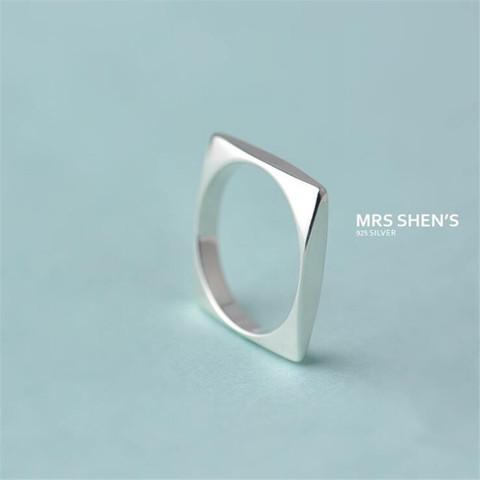 Nouveau Simple populaire intérieur et extérieur ovale longue mode géométrique 925 en argent Sterling plaqué carré femmes ouverture anneaux SR597 ► Photo 1/5