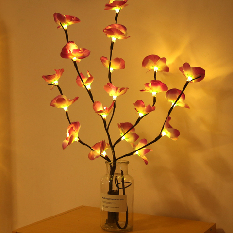 Guirlande lumineuse LED, 73cm, 20 ampoules, Simulation de Bouquet, pour nouvel an, Vase de noël, fête, bureau, branche de fleur de jardin, lampe de décoration ► Photo 1/6