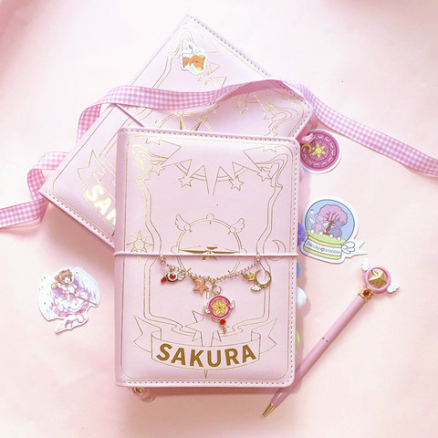Carnet de notes japonais Sakura à feuilles mobiles Kawaii carnet de voyage manuel spirale A6 agenda quotidien organisateur balle Journal rose ► Photo 1/6