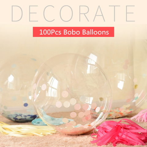 100 pièces 5to36Inch aucune ride Bobo ballons transparents PVC ballon fête d'anniversaire décoration hélium ballons gonflables ► Photo 1/6