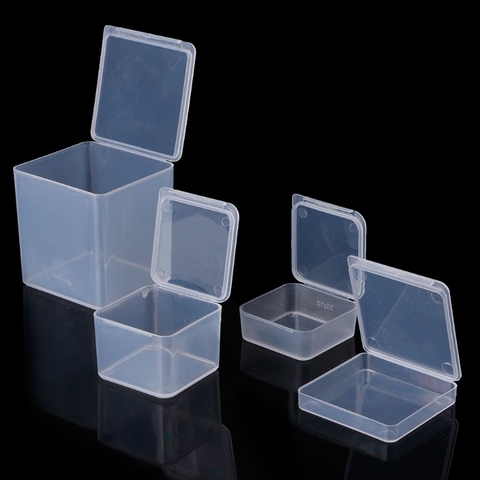 Petites boîtes de rangement de bijoux en plastique Transparent carré Transparent ► Photo 1/6