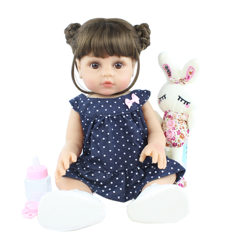 Poupée en Silicone souple pour fille, jouet en vinyle, cadeau d'anniversaire pour nouveau-né, 19 pouces, 48cm ► Photo 1/6