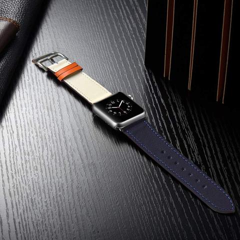 Boucle en cuir de haute qualité pour Apple Watch série 5/4 3/2/1, Bracelet Sport 42 mm 38 mm pour iwatch6 SE 40mm 44mm ► Photo 1/6