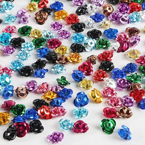 Perles en aluminium pour la fabrication de bijoux, 100 pièces, fleur de Rose 6mm/8mm/12mm pour Bracelet ► Photo 1/6