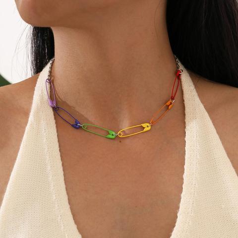 Egirl Bff Rock – collier ras du cou en métal pour femmes, aiguilles colorées, épingle de sécurité, tendance, bijoux de déclaration ► Photo 1/6