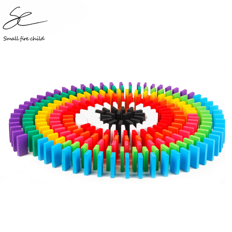 100/300/500 pièces Enfants Couleur Tri Arc-En-Ciel En Bois Domino Blocs Kits Début Lumineux Dominos Jeux Jouets Éducatifs Pour Enfant Cadeau ► Photo 1/6