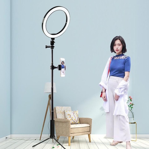 Lumière annulaire Dimmable Studio LED caméra Photo téléphone vidéo lumière lampe avec trépieds Selfie bâton anneau Table remplir la lumière pour VK ► Photo 1/6