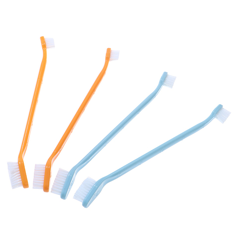 1/2 pièces chat pour animaux de compagnie chien dent doigt brosse à Double extrémité soins dentaires pour brosse à dents pour animaux de compagnie 18CM en plastique chat brosses à dents accessoires pour animaux de compagnie ► Photo 1/6