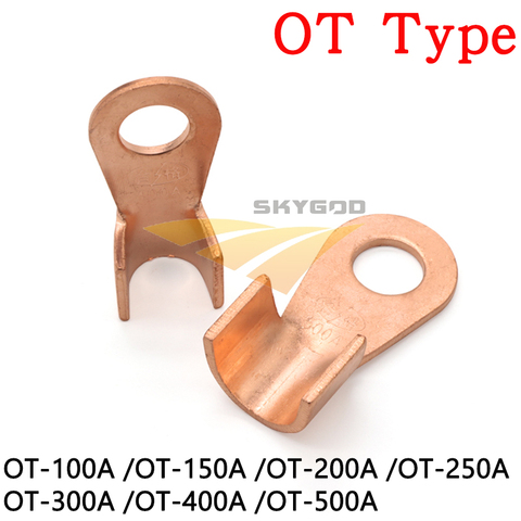 1/5 pièces OT Type 100A 150A 200A 250A 300A 400A 500A borne de fil cosses de nez en cuivre rouge à sertir ► Photo 1/3