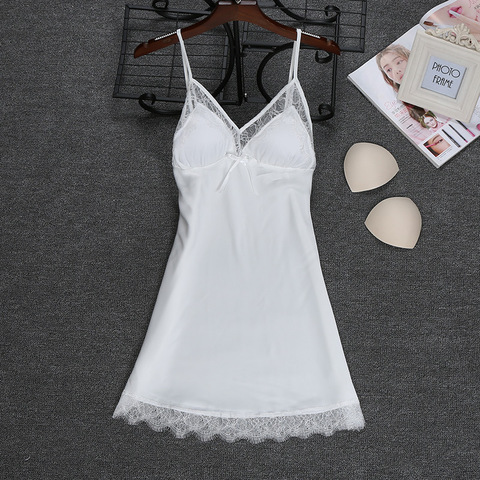 2022 nouveau Sexy sangle chemise de nuit été pyjama pour femmes décontracté Faux soie chemise de nuit maison vêtements de nuit robe de bain taille M-XXL ► Photo 1/6