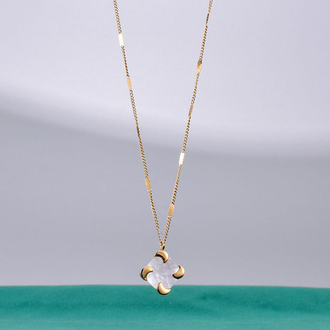 Amaiyllis-collier en or 18k minimaliste, pendentifs carrés, chaîne en clavicule, à la mode, pour les amoureux de bijoux ► Photo 1/6