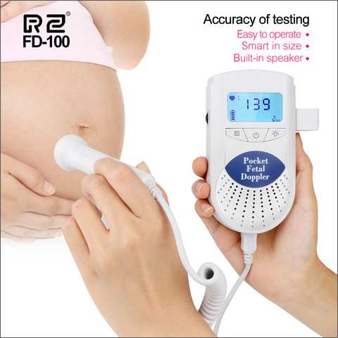 RZ-détecteur numérique de battements de cœur de bébé, Doppler numérique de fœtus, à ultrasons, LED, appareil de poche numérique prénatal, stéthoscope ► Photo 1/6