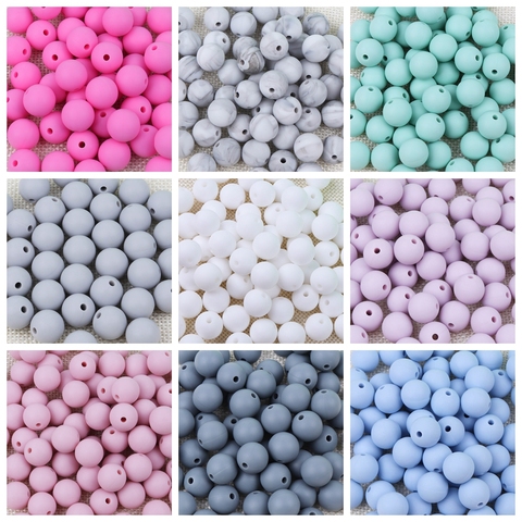 TYRY. HU 100 Pcs Silicone Perles BPA Livraison 9/12/15/19mm Silicone de Dentition Perles Pour Collier sucette Chaîne Bébé de Dentition ► Photo 1/6